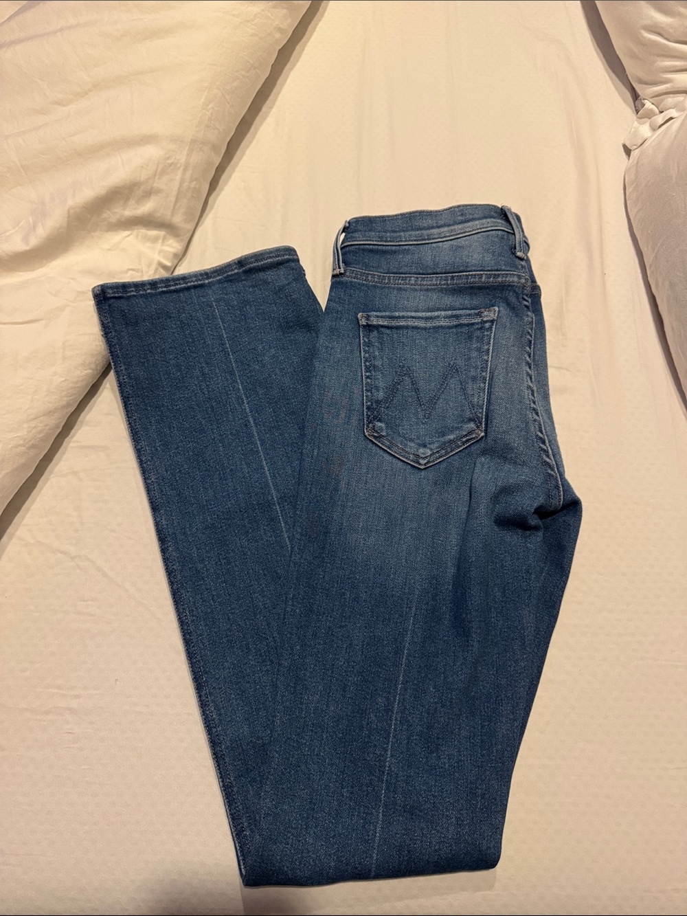 MOTHER Straight Leg Jeans in Medium Blue